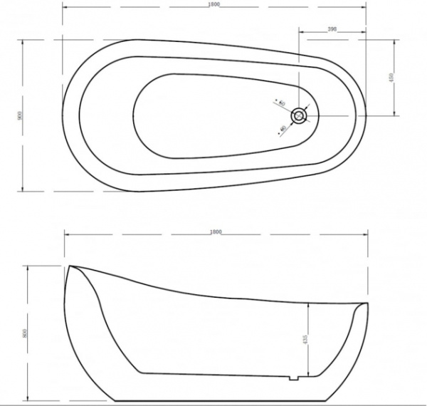 Акриловая ванна Gemy G9235 (180x90)
