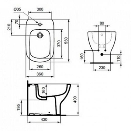 Биде напольное Ideal Standard Tesi T354001