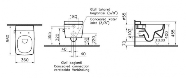Унитаз подвесной с сиденьем микролифт Vitra Metropole Rem-Ex 7672B403-6112