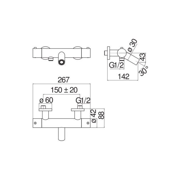 Термостат для ванны Nobili Live LV00010/1CR