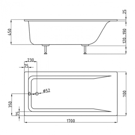 Ванна из искусственного камня на ножках (170х70) AquaStone ARMA170