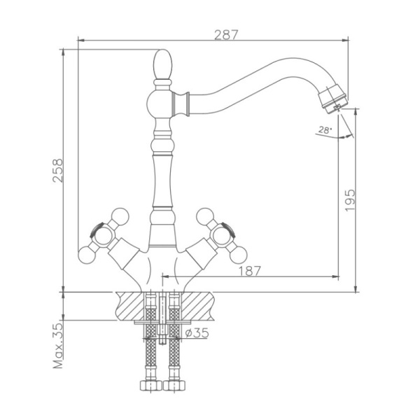 Смеситель для кухни Haiba HB4419-4