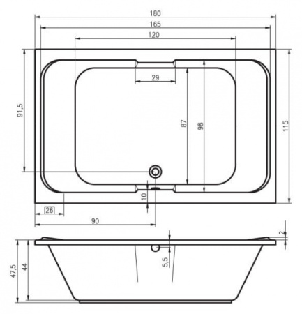 Ванна акриловая RIHO Sobek (180x115) B040001005 без гидромассажа