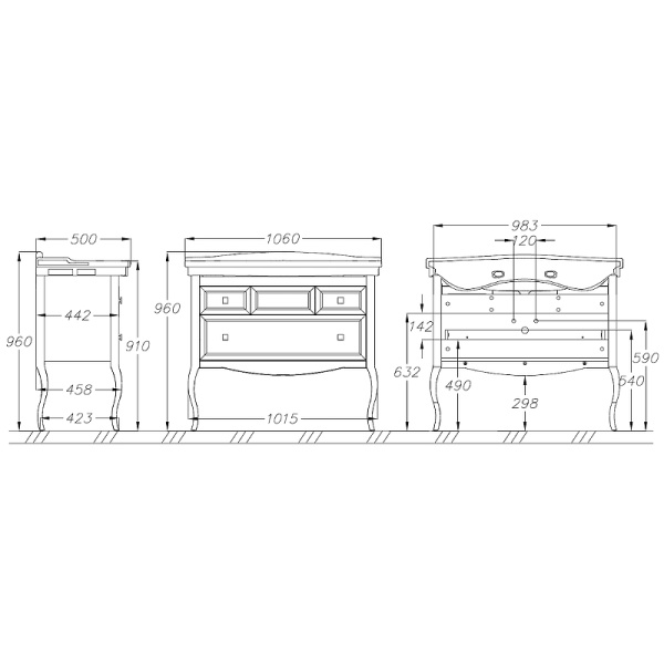 Тумба под раковину Opadiris Валери 105  00-00006520 сапфир (без раковины)