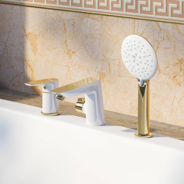 Смеситель на борт ванны IDDIS Cloud на 3 отверстия с керамическим дивертором (CLOWG30i07)