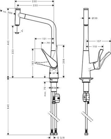 Смеситель для кухни Hansgrohe Metris Select 14884800