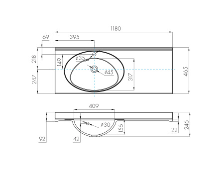 Раковина Aquaton Отель 3/120 левая белая с навесами 1A70093NOT01L