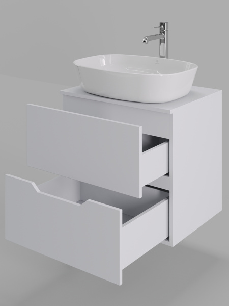 Тумба с раковиной подвесная 60 см Orange Line Li-60TuwMDF+B08-500W белый