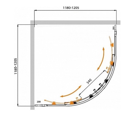 Душевой уголок (120х120) CEZARES MOLVENO MOLVENO-R-22-100+20-P-Cr