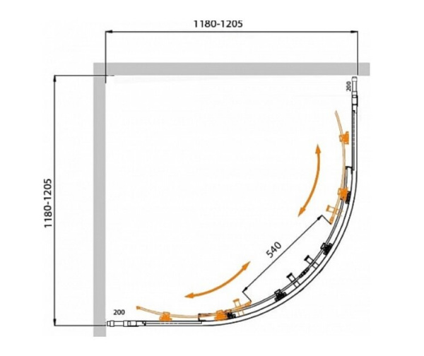 Душевой уголок (120х120) CEZARES MOLVENO MOLVENO-R-22-100+20-P-Cr