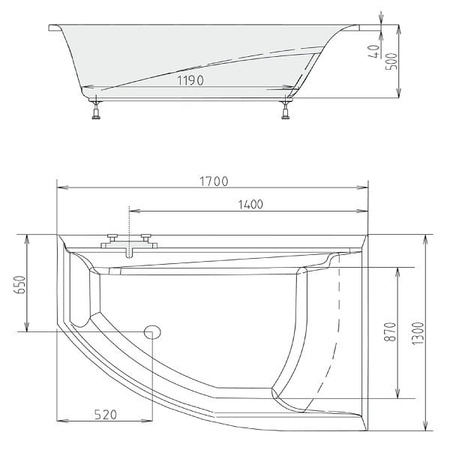 Акриловая ванна Alpen TANDEM 170x130 R 7611