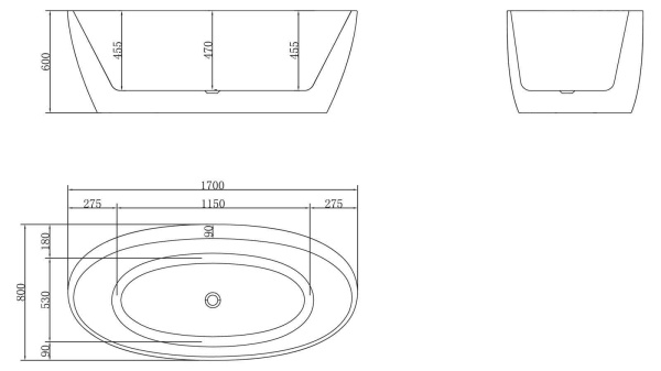 Акриловая ванна (170х80) BelBagno BB404-1700-800 Акриловая ванна (170х80) BelBagno BB404-1700-800
