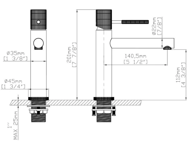 Смеситель для раковины Gid Edessa SS070-GM-K, вороненая сталь