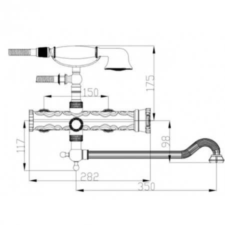 Смеситель для ванны, античное серебро Zorg A 101WDN-SL