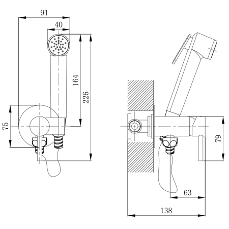 Гигиенический набор Grossman Solis 502.K35.07.210 черный матовый