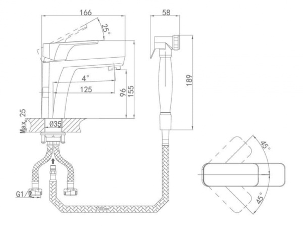 Смеситель для раковины с гигиеническим душем D&K Berlin Freie (DA1432601) Смеситель для раковины с гигиеническим душем D&K Berlin Freie (DA1432601)