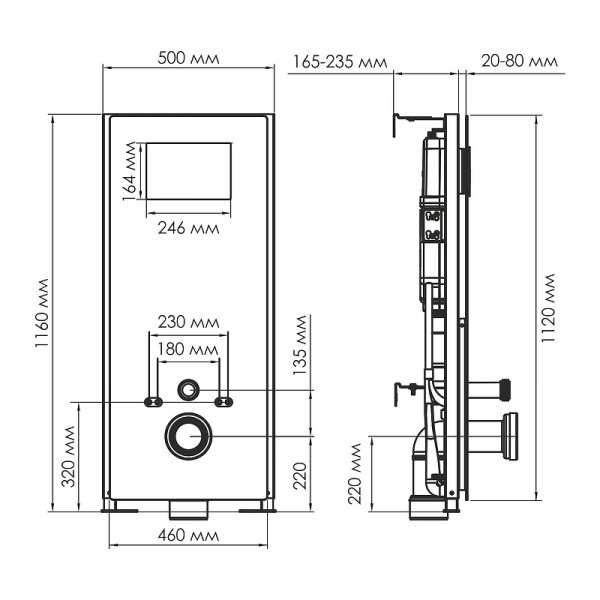 Инсталляция для подвесного унитаза WasserKraft Abens 20TLT.010.ME.WH.MG01