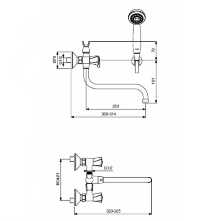 Смеситель для ванны Vidima Лайф BA362AA