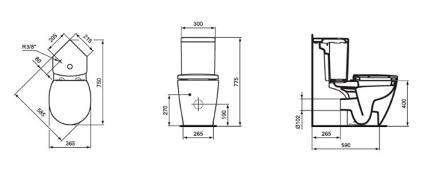 Угловой бачок для унитаза Ideal Standard Connect Space E120201 Угловой бачок для унитаза Ideal Standard Connect Space E120201