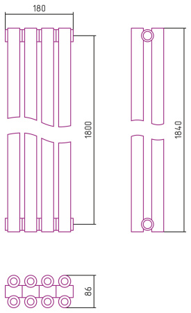 Полотенцесушитель Водяной Сунержа Эстет-00 (180х18) 4 секции Матовое Золото 032-0332-1804
