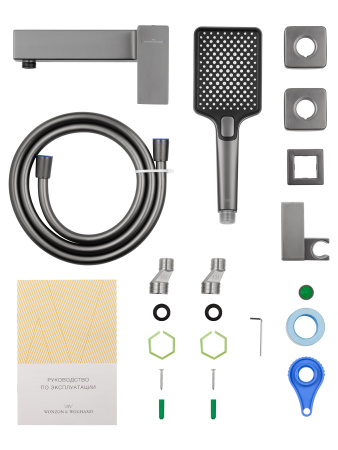 Смеситель для душа WONZON & WOGHAND CUBE 2.0, темный графит WW-88048068-BGM