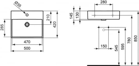 Раковина накладная Ideal Standard Strada (50х42) K077701