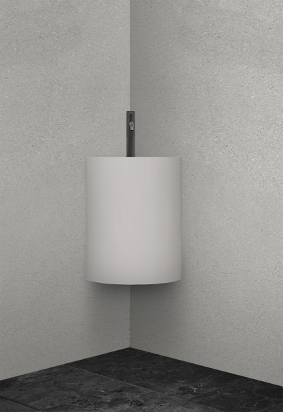 Раковина подвесная Abber Stein AS2625, белая, матовая, угловая, искусственный мрамор