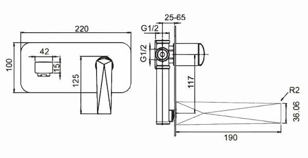 Смеситель для раковины Boheme Venturo 375-SGM