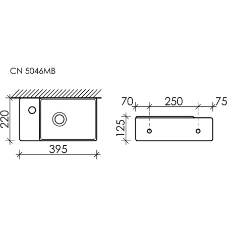 Раковина подвесная (39,5х22) Ceramica Nova ELEMENT CN5046MB
