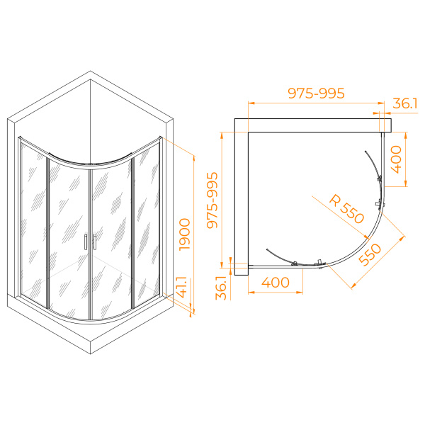 Душевой уголок (100х100) RGW Passage PA-51B 02085100-14 прозрачное