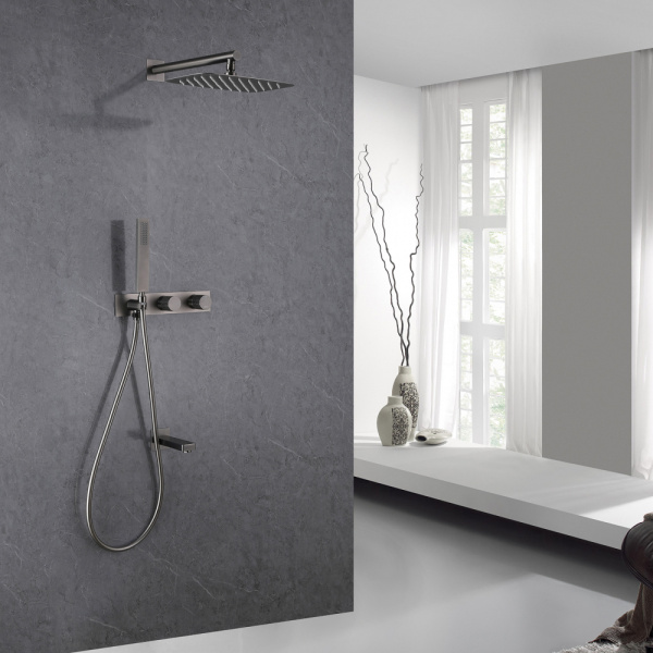 Душевой комплект ABBER Rund AF8717NG скрытого монтажа с изливом, никель