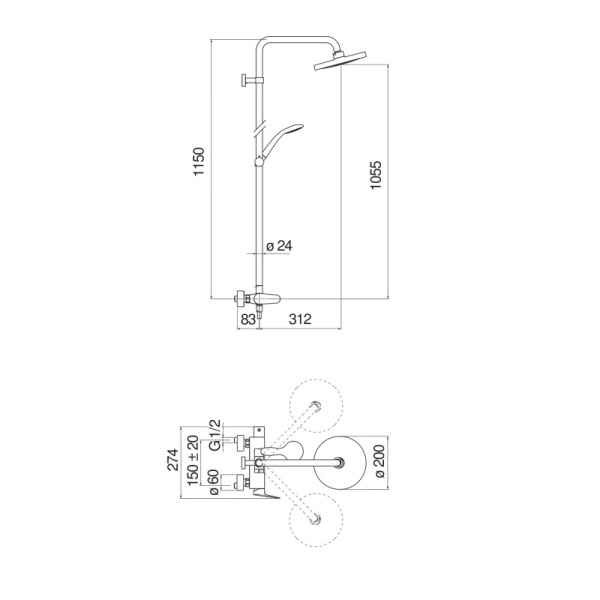 Душевая система Nobili Blues BS101130/30CR