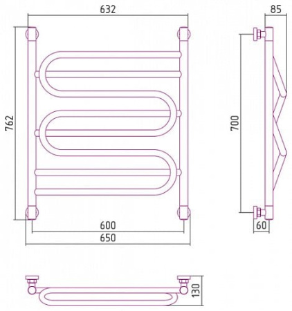 Водяной полотенцесушитель Сунержа Иллюзия+ 00-0210-7060