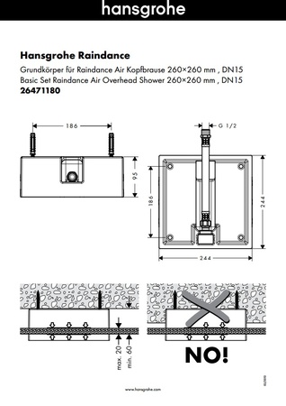 Скрытая часть для верхнего душа Hansgrohe Raindance Air 26471180
