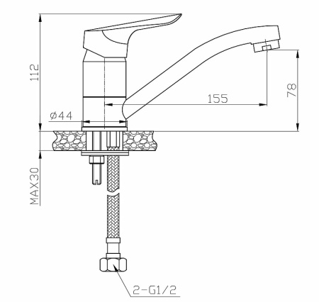 Смеситель для кухни Esko Kansas KS 15, хром