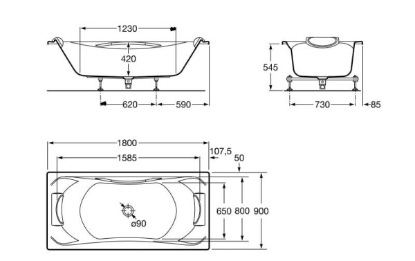 Акриловая ванна Roca Becool 180x90 248053001
