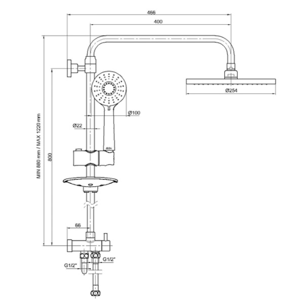 Душевая система E.C.A. Myra 102158030EX