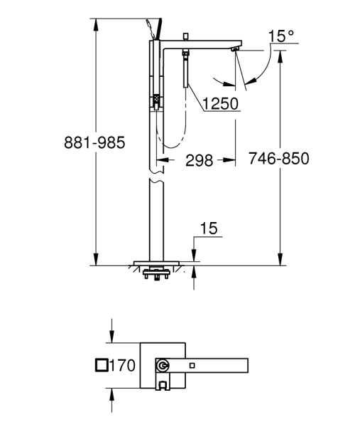 Смеситель наполный для ванны Grohe Eurocube Joy 23667 001 (23667001) Смеситель наполный для ванны Grohe Eurocube Joy 23667 001 (23667001)