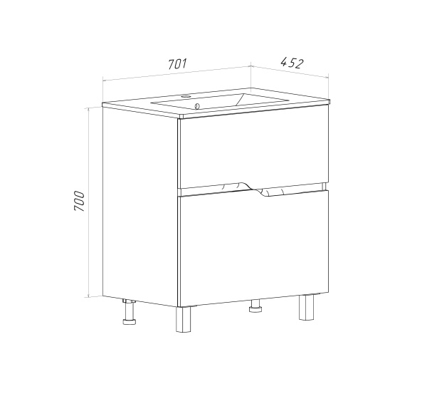 Тумба под раковину Runo Палермо 70 напольная  (00-00004157)