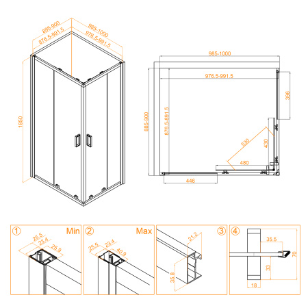 Душевой уголок (100х90) RGW Classic CL-44 32094490-11 прозрачное