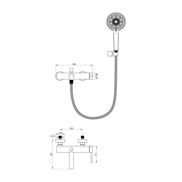 Смеситель для ванны с душем Oliveeka Y OL-639017-BN, никель матовый