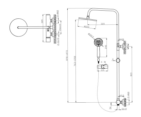 Душевая система Bronze de Luxe FOCUS 24612BG