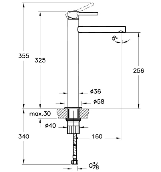 Смеситель для раковины-чаши, большой Vitra Origin A4255836 цвет матовый черный