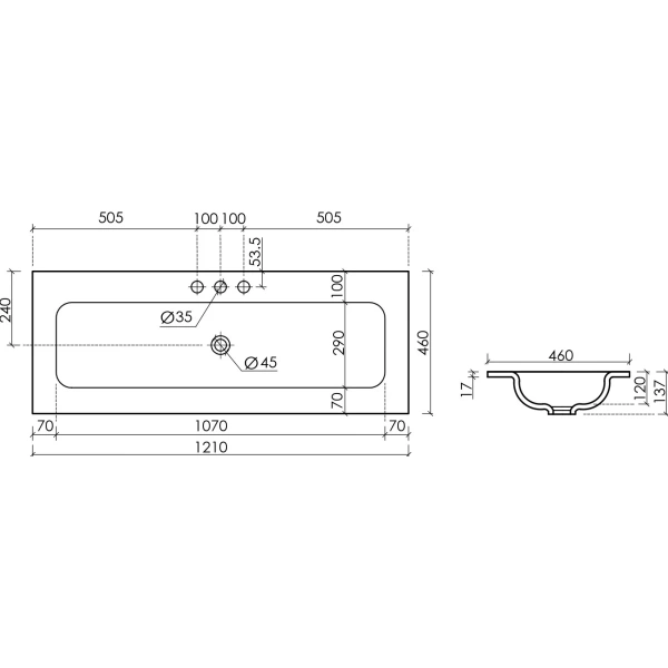 Раковина накладная (161х46) Ceramica Nova Grace CN7024MB