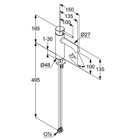 Смеситель для раковины Kludi Bozz 38282N076