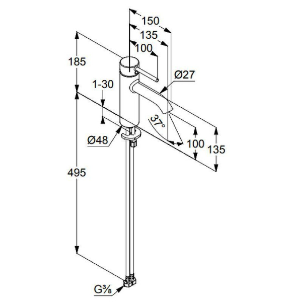 Смеситель для раковины Kludi Bozz 38282N076