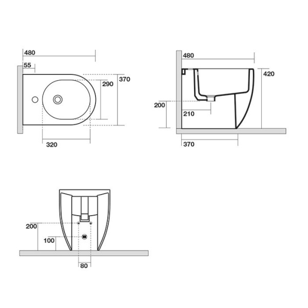Биде напольное Kerasan Flo 312701 белый