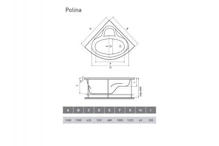 Акриловая ванна (120х120) Relisan Polina Гл000001267