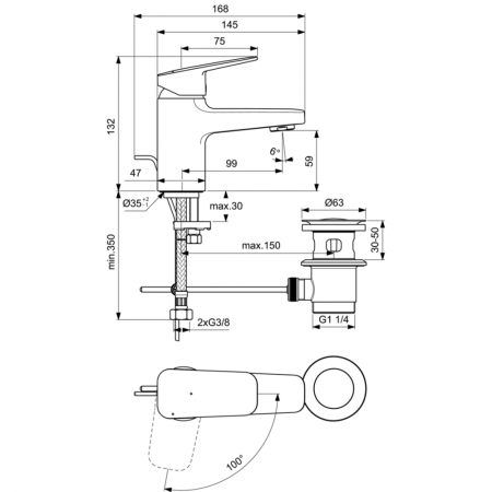 Смеситель для раковины Ideal Standard CERAPLAN BD205AA, хром