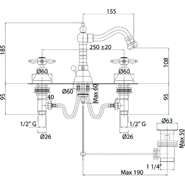 Смеситель для биде Cezares NOSTALGIA Nostalgia-BBS2-02 Смеситель для биде Cezares NOSTALGIA Nostalgia-BBS2-02